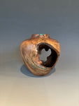 WT #228, Live Edge Hollow Form Vessel from Walnut Burl with Malachite inlay.