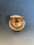 WT #231, Miniature Vase from Douglas Fir Burl with Malachite inlay.