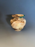 WT #231, Miniature Vase from Douglas Fir Burl with Malachite inlay.