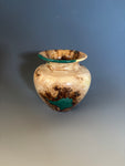 WT #231, Miniature Vase from Douglas Fir Burl with Malachite inlay.