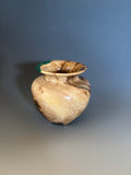 WT #231, Miniature Vase from Douglas Fir Burl with Malachite inlay.