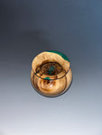 WT #231, Miniature Vase from Douglas Fir Burl with Malachite inlay.