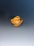 WT #234, Miniature Hollow Form Vessel from White Oak Burl with Malachite inlay.