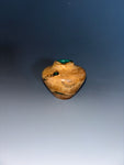 WT #234, Miniature Hollow Form Vessel from White Oak Burl with Malachite inlay.