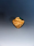 WT #234, Miniature Hollow Form Vessel from White Oak Burl with Malachite inlay.