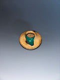 WT #234, Miniature Hollow Form Vessel from White Oak Burl with Malachite inlay.