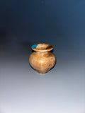 WT #235, Miniature Hollow Form Vessel from Maple Burl with Turquoise inlay.