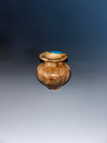 WT #235, Miniature Hollow Form Vessel from Maple Burl with Turquoise inlay.