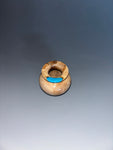 WT #235, Miniature Hollow Form Vessel from Maple Burl with Turquoise inlay.