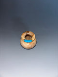 WT #235, Miniature Hollow Form Vessel from Maple Burl with Turquoise inlay.