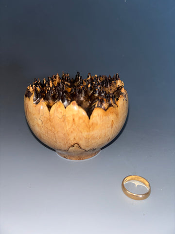 WT #236, Live Edge Hollow Form Vessel from Big Leaf Maple Burl.