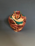 WT #242, Hollow Form Vessel from Utah Juniper and crushed Malachite inlay.