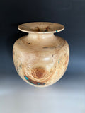 WT #249, Vase from Aspen with Chrysocolla and Jet inlay.