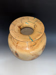 WT #249, Vase from Aspen with Chrysocolla and Jet inlay.