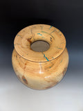 WT #249, Vase from Aspen with Chrysocolla and Jet inlay.