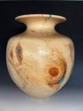 WT #249, Vase from Aspen with Chrysocolla and Jet inlay.