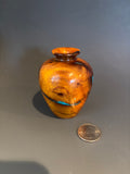 WT #252, Miniature Hollow Form Vessel from Osage Orange with Turquoise inlay.