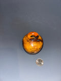 WT #252, Miniature Hollow Form Vessel from Osage Orange with Turquoise inlay.