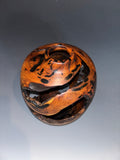 WT #254, Live Edge Hollow Form Vessel from Mesquite with Jet inlay