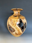 WT #260, Live Edge Vase from Japanese Red Maple with Jet inlay.