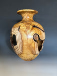 WT #260, Live Edge Vase from Japanese Red Maple with Jet inlay.