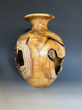 WT #260, Live Edge Vase from Japanese Red Maple with Jet inlay.