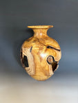 WT #260, Live Edge Vase from Japanese Red Maple with Jet inlay.