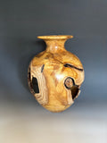WT #260, Live Edge Vase from Japanese Red Maple with Jet inlay.