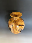 WT #260, Live Edge Vase from Japanese Red Maple with Jet inlay.