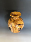 WT #260, Live Edge Vase from Japanese Red Maple with Jet inlay.