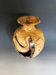 WT #260, Live Edge Vase from Japanese Red Maple with Jet inlay.