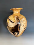 WT #260, Live Edge Vase from Japanese Red Maple with Jet inlay.