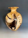 WT #260, Live Edge Vase from Japanese Red Maple with Jet inlay.