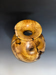 WT #260, Live Edge Vase from Japanese Red Maple with Jet inlay.