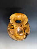WT #260, Live Edge Vase from Japanese Red Maple with Jet inlay.