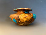 WT #265, Hollow Form Vase from Spalted Maple with Turquoise inlay.