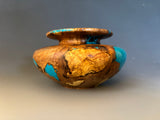 WT #265, Hollow Form Vase from Spalted Maple with Turquoise inlay.