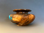 WT #265, Hollow Form Vase from Spalted Maple with Turquoise inlay.