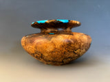 WT #265, Hollow Form Vase from Spalted Maple with Turquoise inlay.