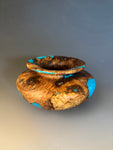 WT #265, Hollow Form Vase from Spalted Maple with Turquoise inlay.