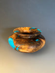 WT #265, Hollow Form Vase from Spalted Maple with Turquoise inlay.