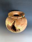 WT #271, Vase from Tamarisk with Malachite inlay.