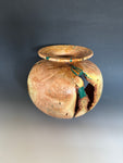 WT #271, Vase from Tamarisk with Malachite inlay.