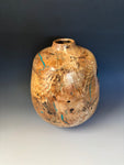 WT #279, Hollow Form Vessel from Cottonwood with Chrysocolla and Jet inlay.