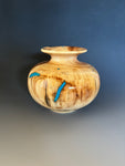 WT #280, Vase from Aspen with Turquoise and Jet inlay.
