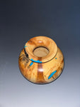 WT #280, Vase from Aspen with Turquoise and Jet inlay.