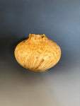 WT #282, Live Edge Hollow Form Vessel from Boxelder Burl with Jet inlay.