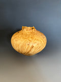 WT #282, Live Edge Hollow Form Vessel from Boxelder Burl with Jet inlay.