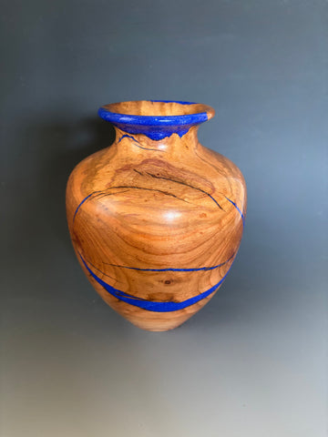WT #284, Vase from Plum with Lapis inlay.