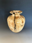 WT #285, Vase from Cottonwood with Turquoise and Jet inlay.